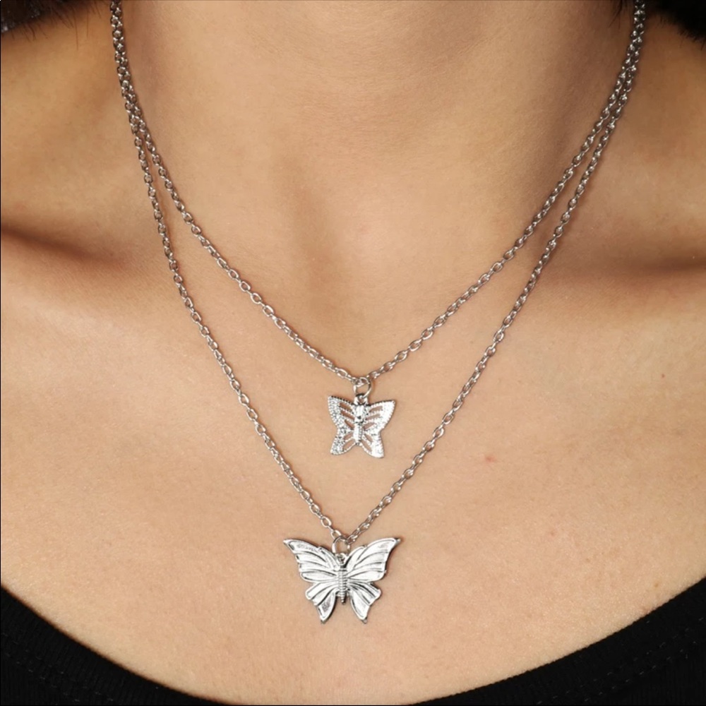 2 layered butterfly necklace